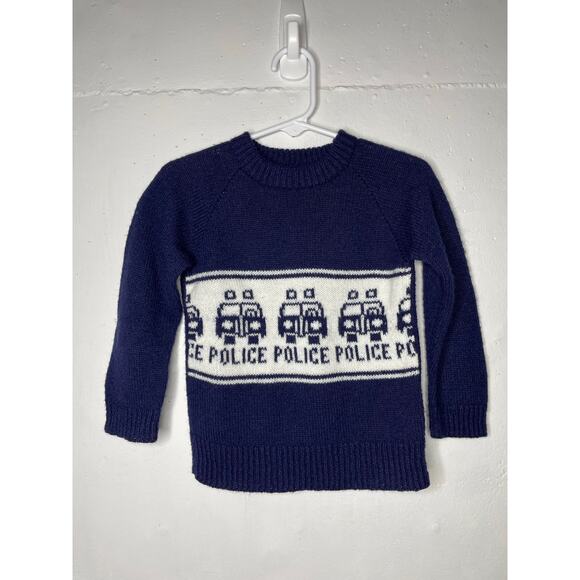 Vintage Police Knit Sweater Toddler Size 3T Navy White - Picture 1 of 7